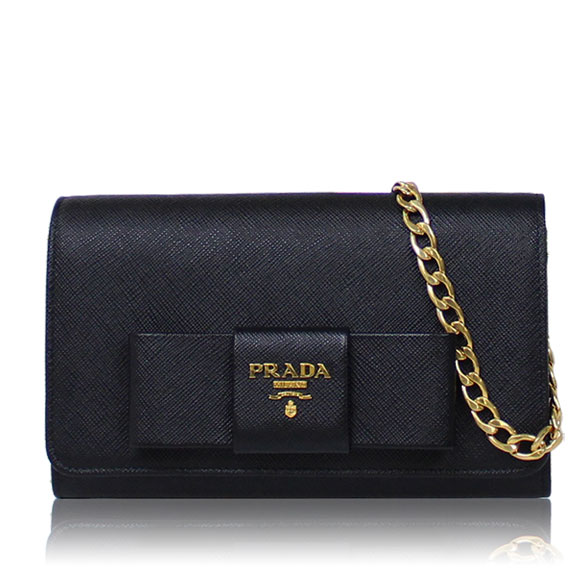 PRADA プラダ チェーンウォレット リボン サフィアーノレザー-