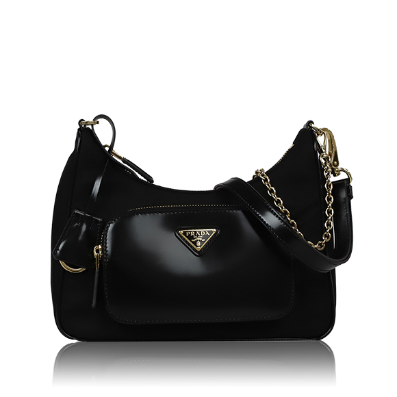 PRADA Re-Nylonxブラッシュドレザーミニバッグ 23&nbsp;x17&nbsp;x6cm(幅&nbsp;x 高さ&nbsp;x マチ)