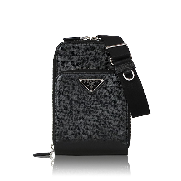 PRADA サフィアーノレザー スマートフォンケース 12 x18 x4cm(幅 x 高さ x マチ)