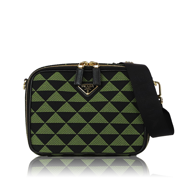 PRADA プラダブリックエンブロイダリーファブリックバッグ 21 x15 x6cm(幅 x 高さ x マチ)