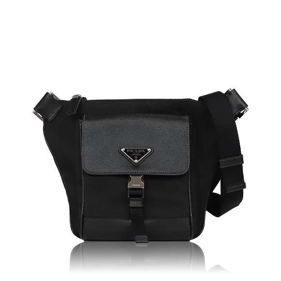 PRADA Re-Nylonxサフィアーノレザー ショルダーバッグ 