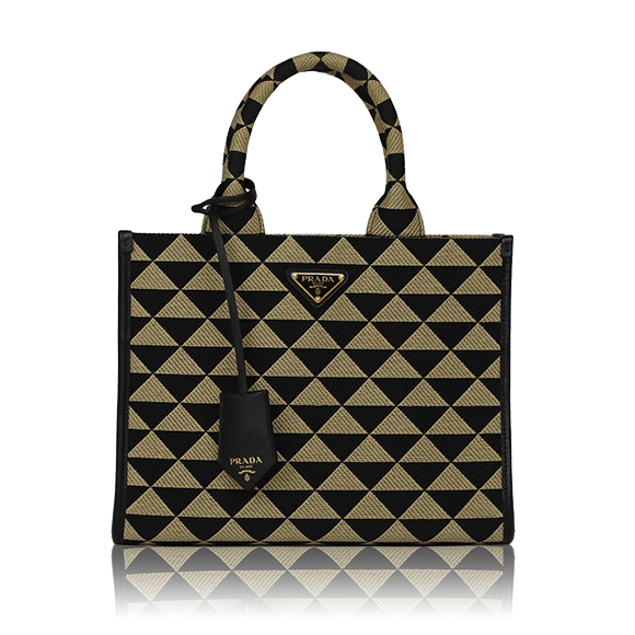 PRADA プラダシンボルエンブロイダリーファブリックスモールハンドバッグ 28&nbsp;x21&nbsp;x9cm(幅&nbsp;x 高さ&nbsp;x マチ)