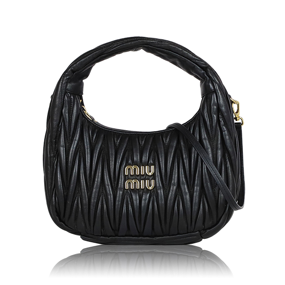 Miu Miu ワンダーマテラッセレザーホーボーバッグ 20&nbsp;x14&nbsp;x6cm(幅&nbsp;x 高さ&nbsp;x マチ)